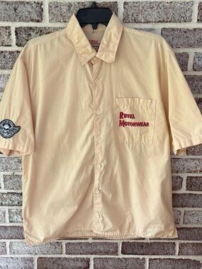 Riffel Motorwear Vintage-Style Graphic Button-Up Short Sleeve Shirt